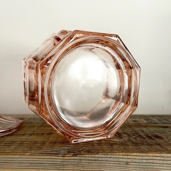 Vintage Hoosier Indiana Depression Pink Glass Powder Jar Vanity apothecary - Picture 3 of 4